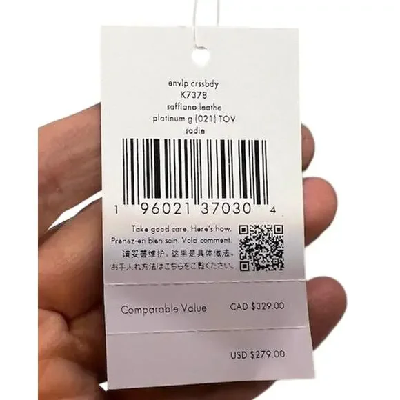 Kate Spade Sadie Envelope Crossbody Platinum Saffiano Leather Chic Minimalist - Picture 11 of 11